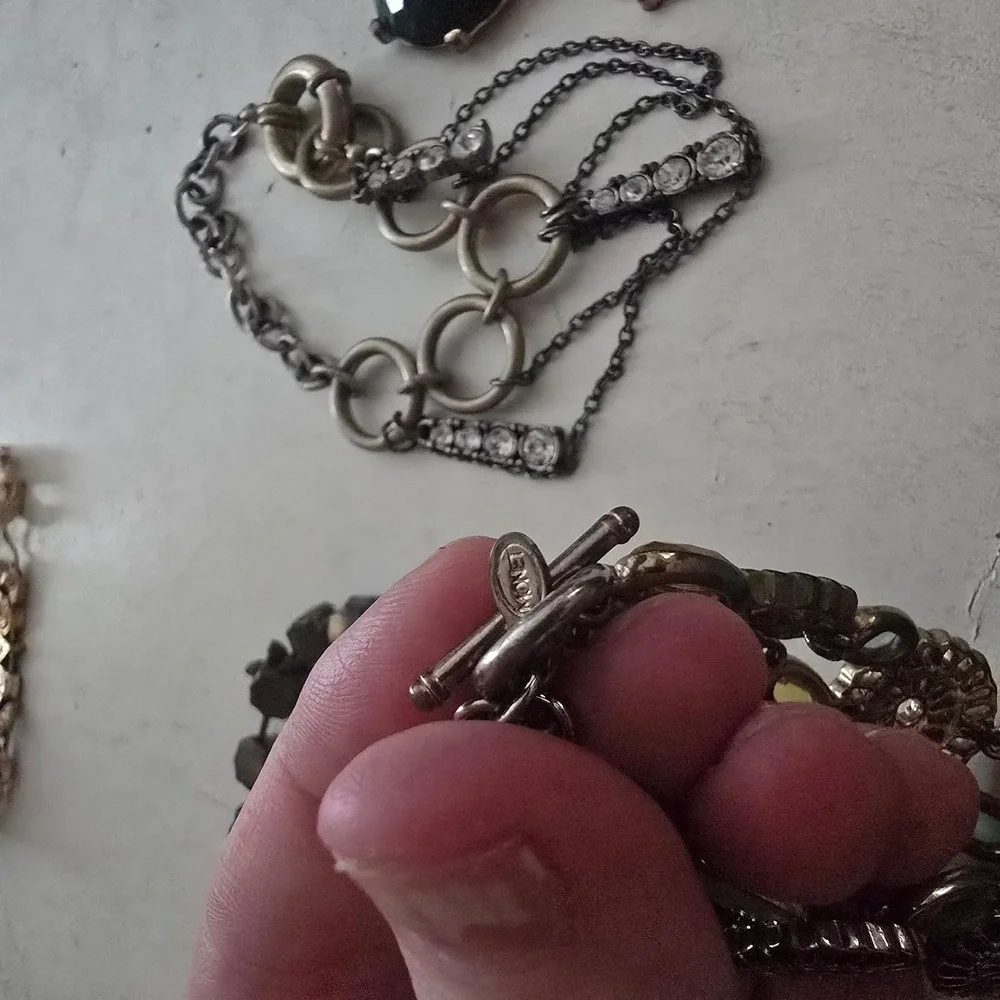 Vintage Monet & Statement Bracelet Lot 5pc Gold Silver Tone Rhinestone Cabochon